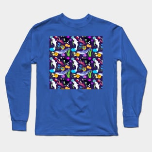 Whales and Sea Creatures Pattern Long Sleeve T-Shirt